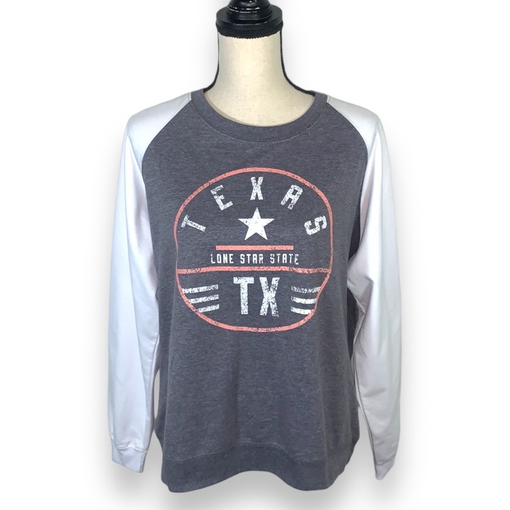 Salt Creek Apparel Texas Lone Star State Long Sleeve Shirt Gray White Size Large